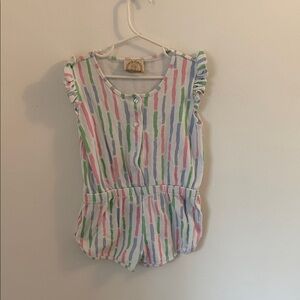 Beaufort bonnet size 6 Striped Romper